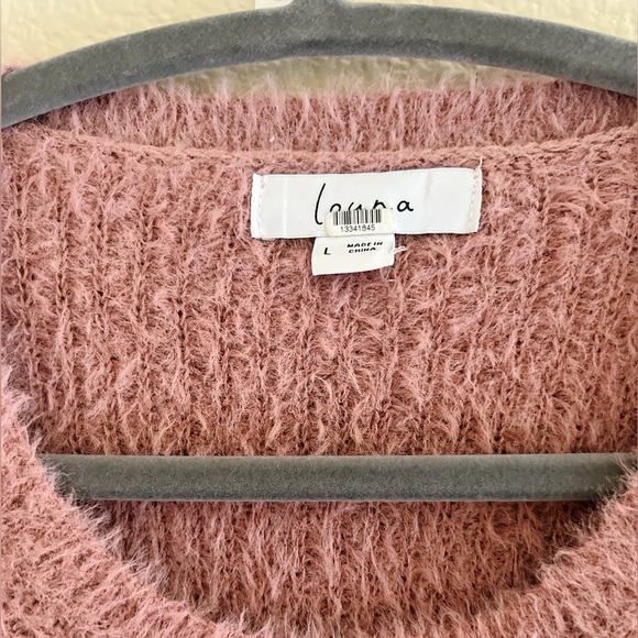 Louna Women’s Pullover Fuzzy Crewneck Sweater Colorblock Striped Valentines - Picture 8 of 9
